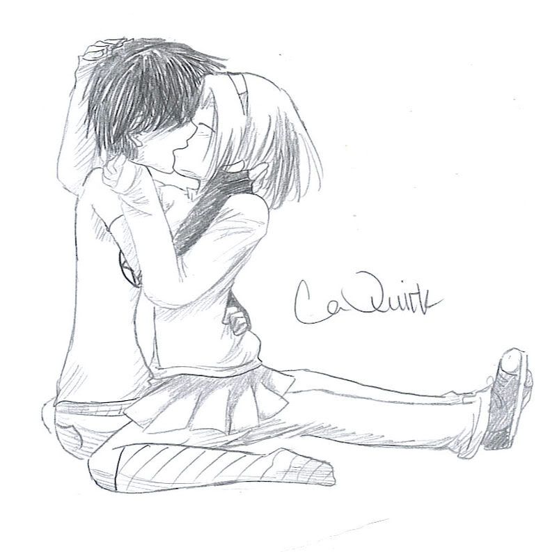 drawings of anime couples kissing. anime drawings of people.