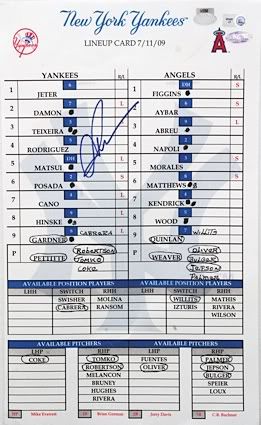 Angels lineup card