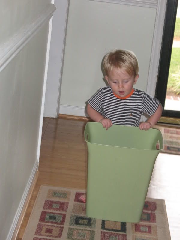 Helpin' out - after taking out the trash, helped put a WHOLE load of whites in the dryer!