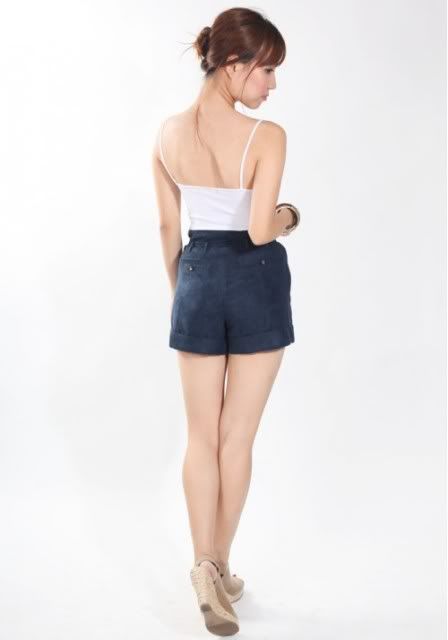 Love Bonito sage suede shorts (midnight blue)