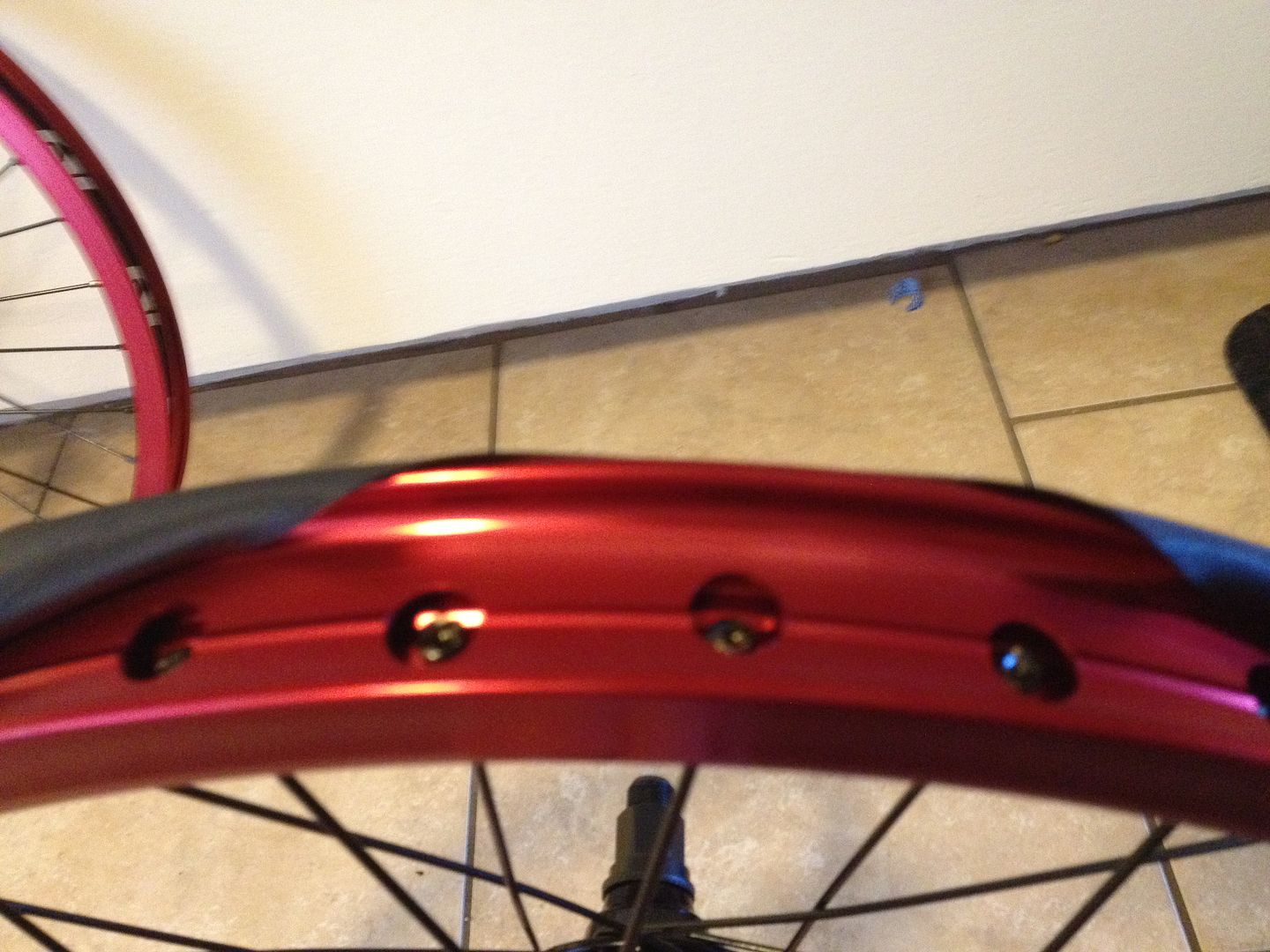   COMPLETE WHEEL SET WHEELS RED FRONT BLACK BACK 9 TOOTH PROFILE FIT BMX