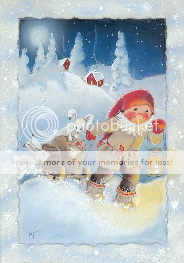 Finnish Art Christmas Postcard Secret Party Finland  