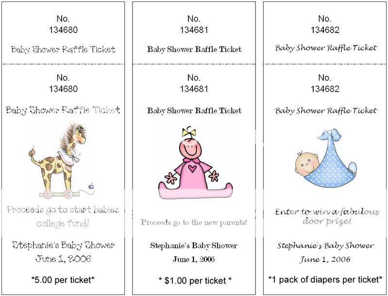 Baby Shower Raffle Tickets/Cards Personalized Favors  