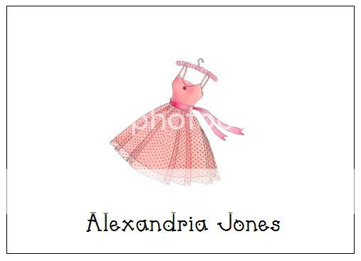 Pretty Dress Note Cards Personalized Many designs Cute  