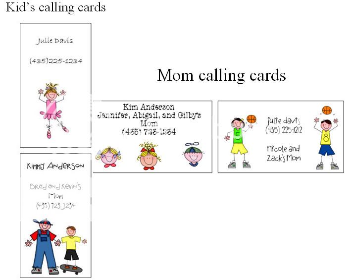   Personalized Stick Faces or stick figure Mommy or Kids Calling Cards